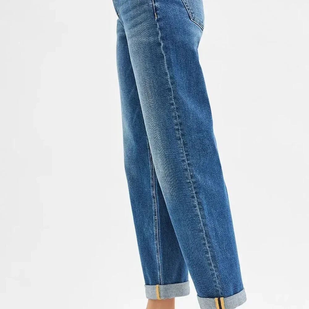 RISEN Full Size‎ Mid Rise Boyfriend Roll Up Jeans Plus Size
